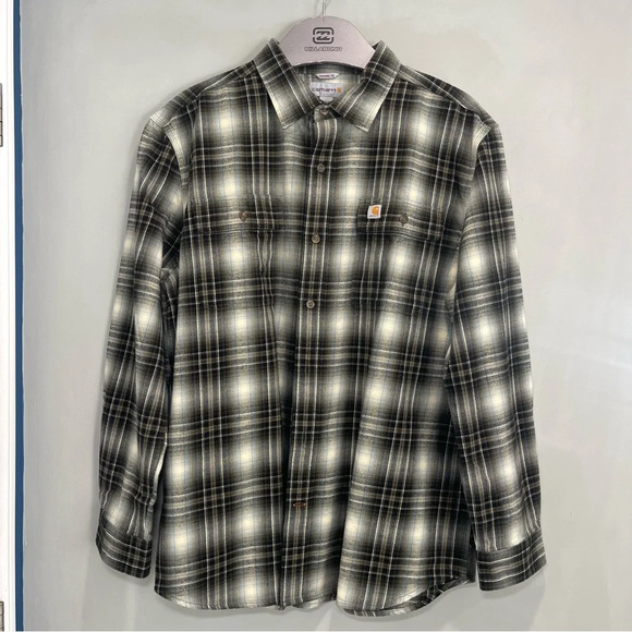 Carhartt Work Shirt Mens XL Steel Blue Original Fit Hubbard Flannel Long Sleeve - Picture 1 of 8